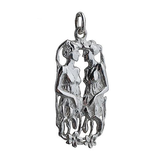 Silver 33x17mm Gemini Zodiac Pendant
