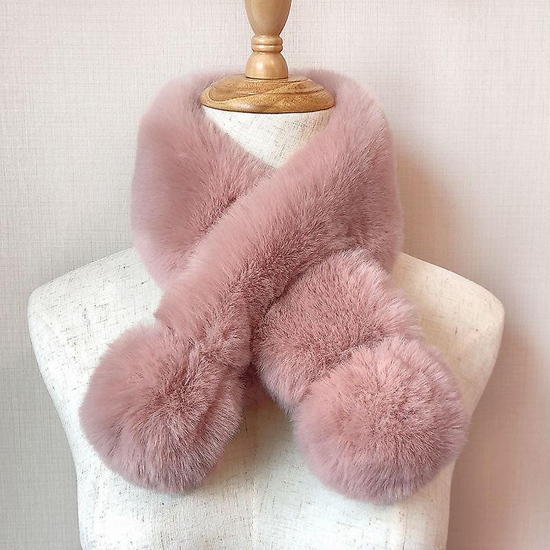 2023 New Autumn And Winter Mink-like Wool Plush Scarf Korean Style Solid Color Imitation Rex Rabbit Plush Warm Scarf