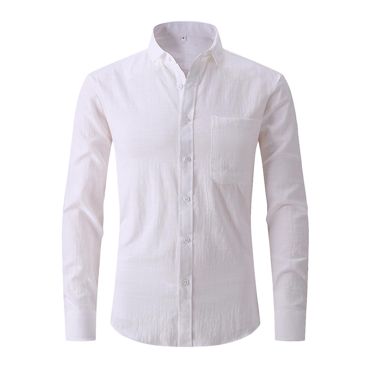 Cloudstyle Men's Classic 100% Cotton Solid Colour Loose Shirt