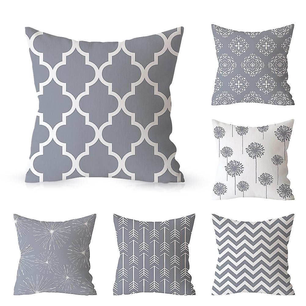 Set of 6 Cushion Covers Simple and Modern Style Geometric Pattern Pillow Case for Sofa Home Living Room Bedroom Decoration, 45x45cm