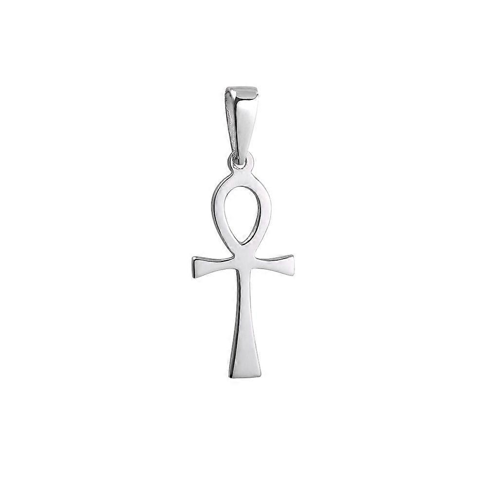 Silver 32x16mm plain Ankh or Peace Cross with bail loop