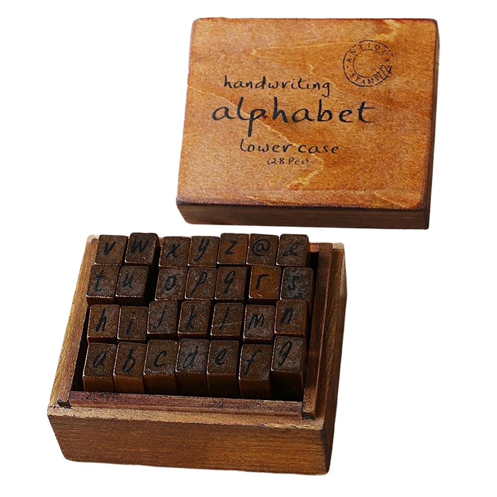 28 Pieces Wood Rubber Stamps Set for DIY Card Making Craft Cursive lowercase