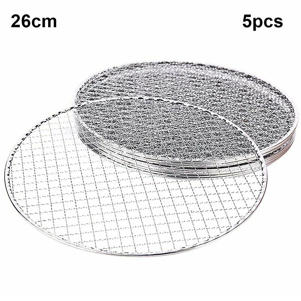 ZHOUBA 5Pcs/Set Round Disposable BBQ Grill Rack Roast Net Grate Barbecue Baking Pan
