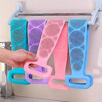 Silikon rygg skrubber badbälte mjuk Loofah badhandduk kropp Exfolierande massage För Dusch Body Rengöring Badrum Duschrem