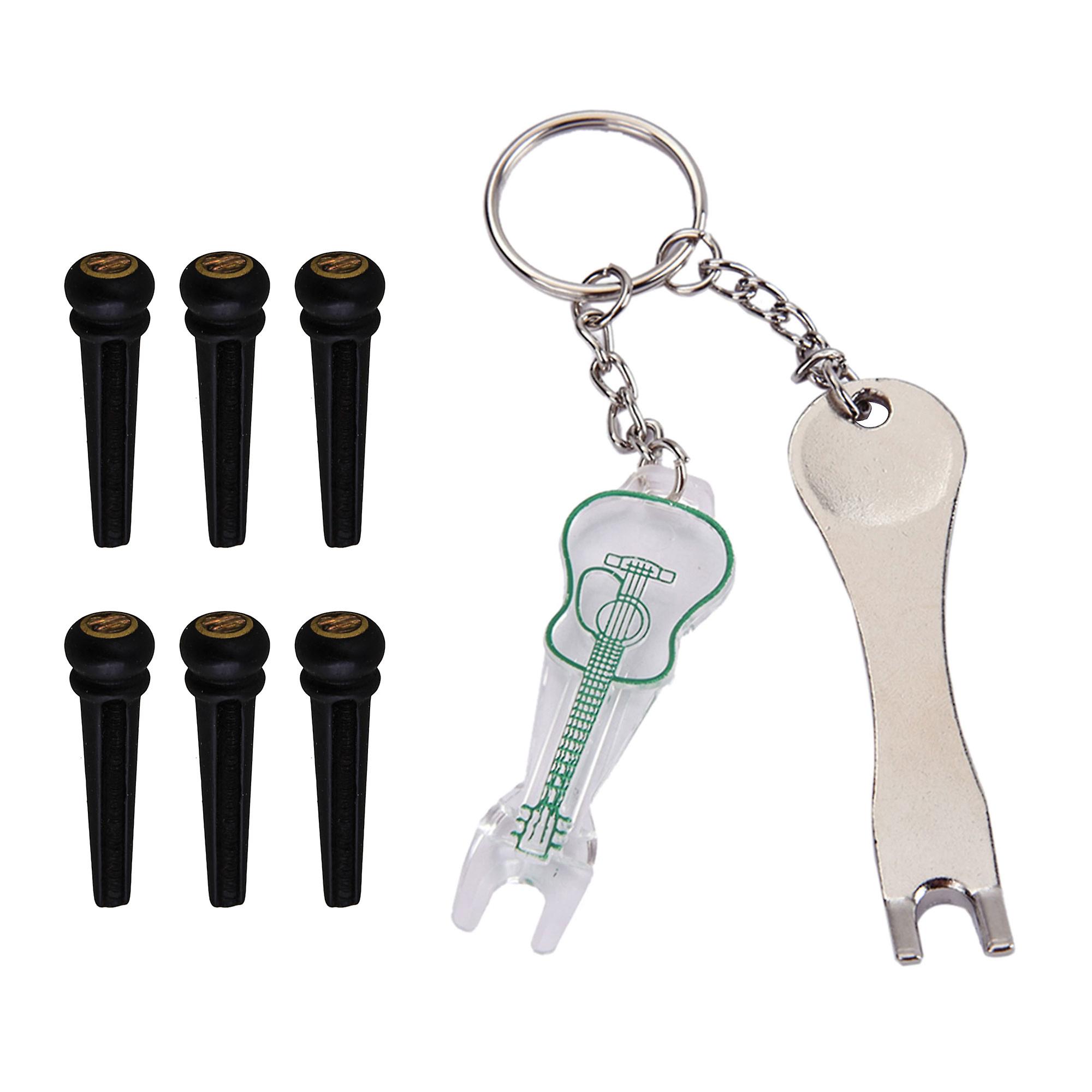 7Pcs Guitar Bridge Pin Pegs Black Puller Pulling Remover Extractor Set
