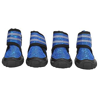 4 PZ Scarpe Per Animali Domestici Antiscivolo Traspirante Scarpe Per Cani Con Cinghie Riflettenti Per Cani Di Piccola Media Grande Taglia (Blu 9 cm 3,5 pollici)