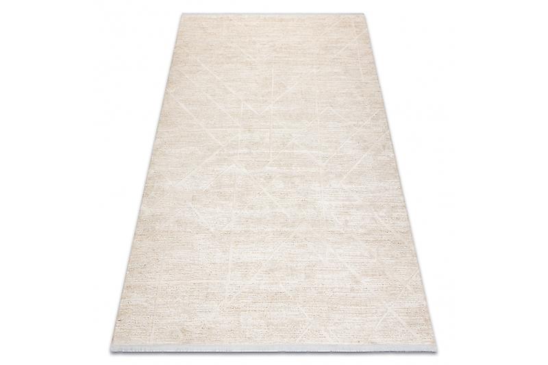 Modern carpet DUKE 51533 cream - Geometric, structured, very soft, fringes