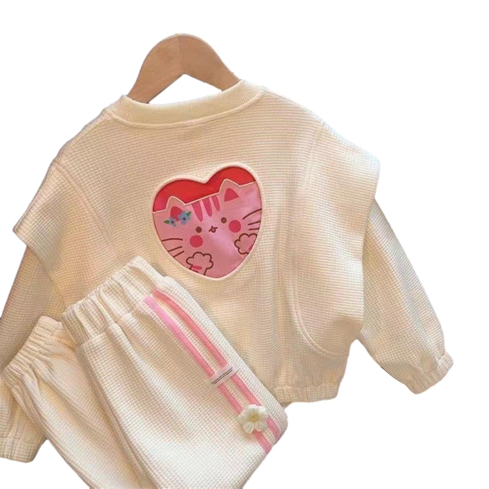 Cute Printing Top Pants Set for Toddler Girl Soft All-Match Comfy Clothing for Indoor Outdoor