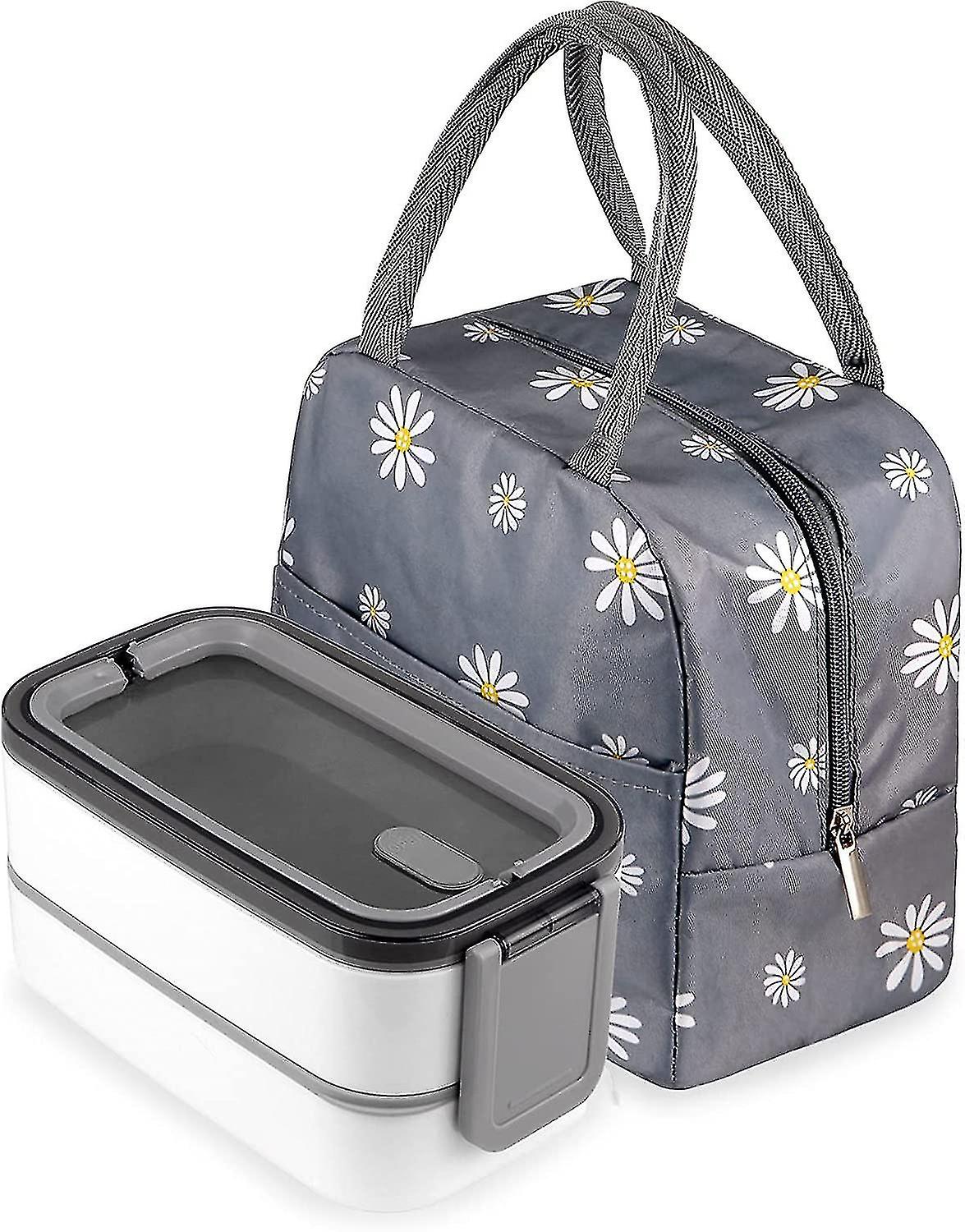 صندوق بينتو كبير للبالغين ، 2 طبقة قابلة للتكديس بينتو صندوق غداء مجموعة مع حقيبة غداء ، قسط مانعة للتسرب بينتو مربع حاويات الغداء طعام آمن ، خالي من BPA ، إعلان