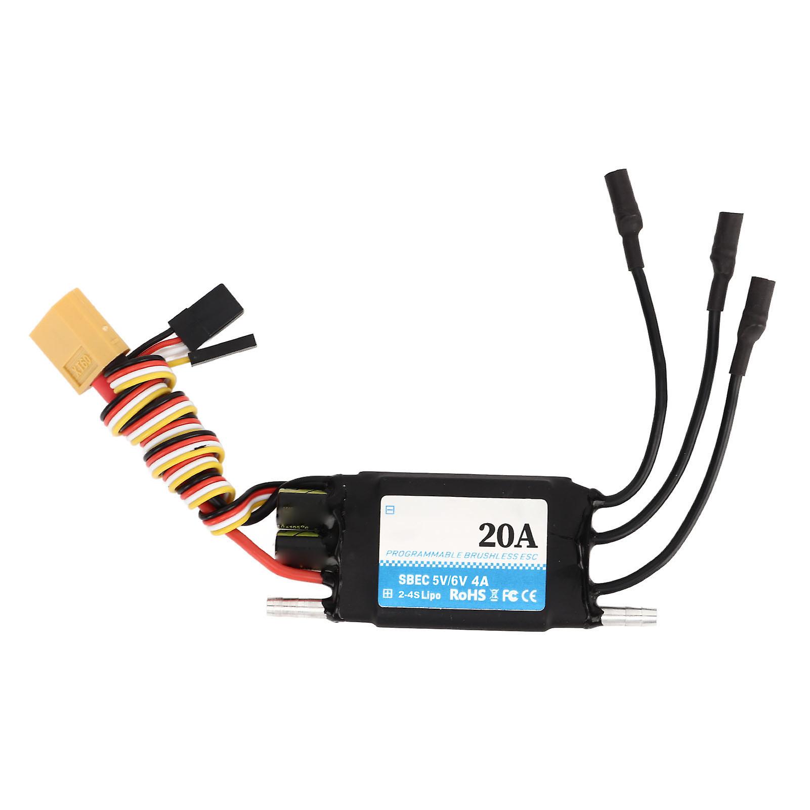 Waterproof 20A ESC Bidirectional 2-4S Lipo ESC Speed Controller with 5V 6V 4A SBEC for RC Boat Models