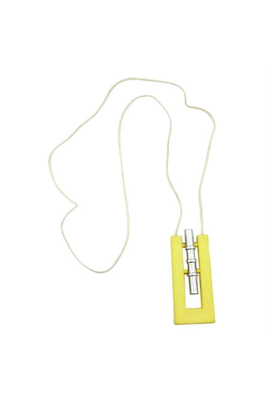 Necklace Rectangle Yellow-matte-silver 90cm - Gl02248