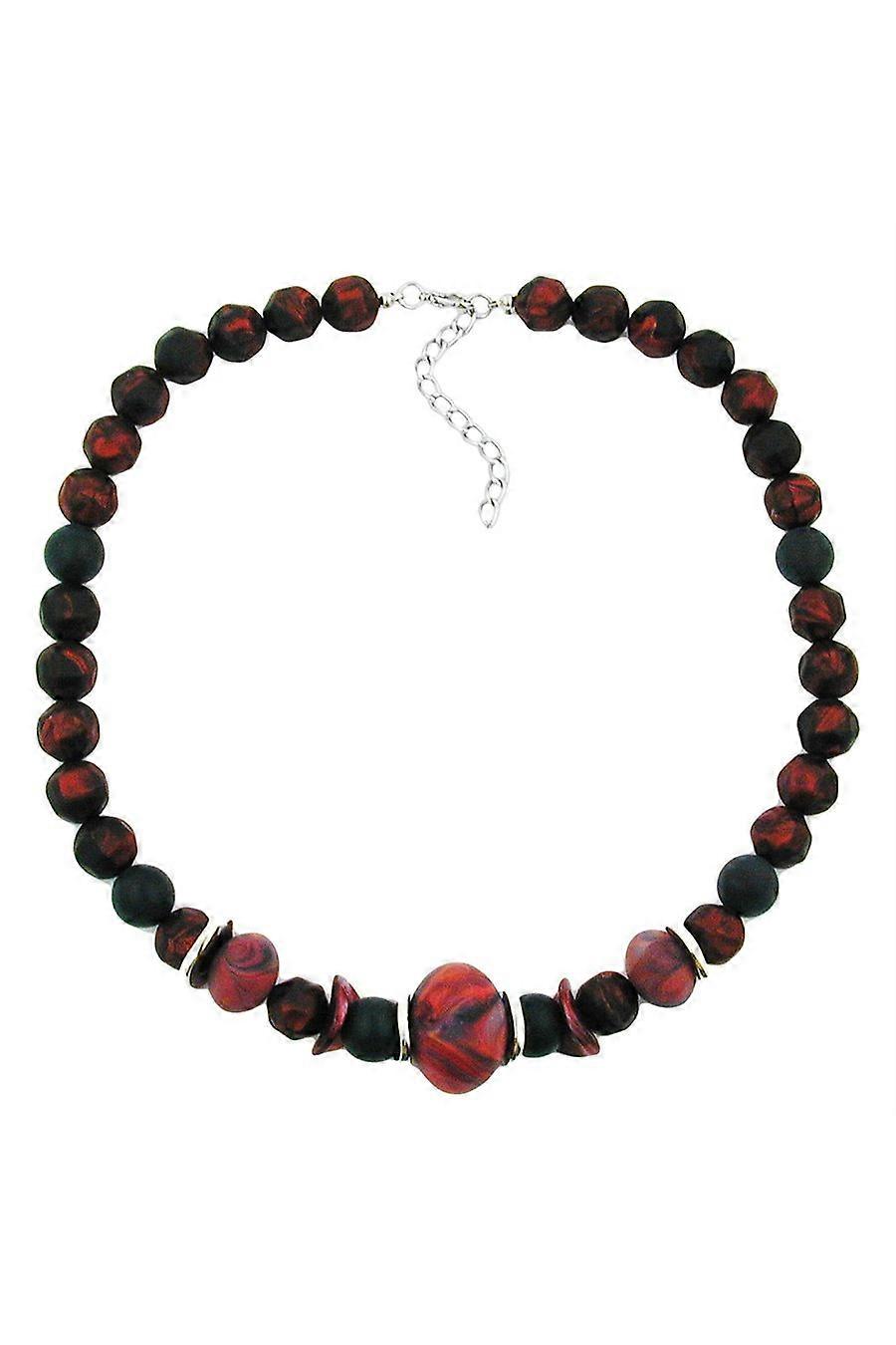 Necklace Dark Red/ Black Metallic Marbled - Gl01654