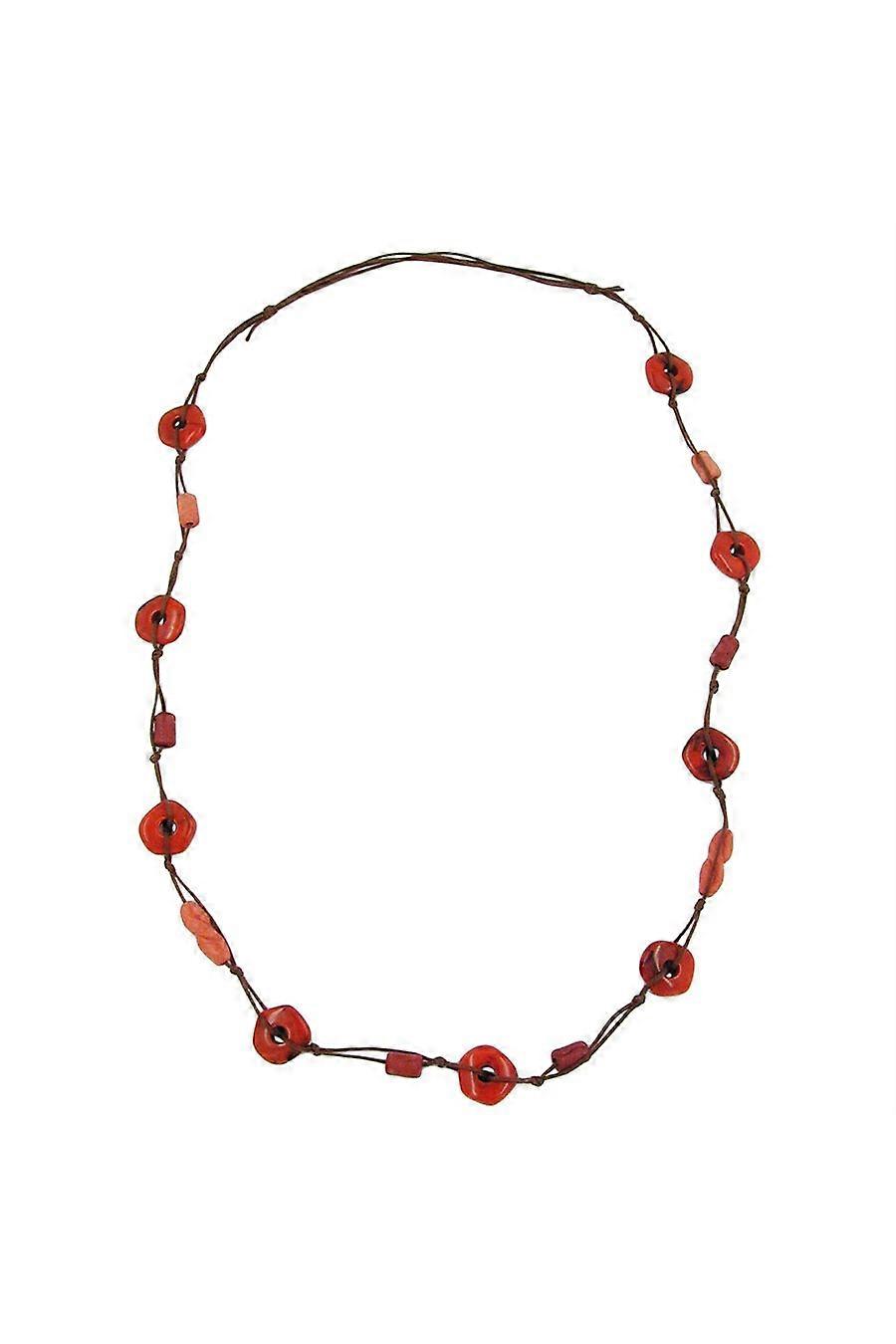 Necklace Knotted Rings Red/ Brown - Gl01284