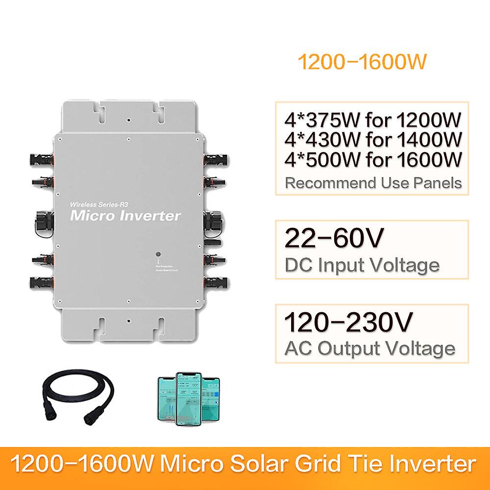 1400W Wireless Series R3 Micro Inverter Wvc Solar Grid Tie Converter Dc22-60v To 120v230v Auto Switch