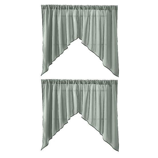 2Pcs Solid Color Triangle Kitchen Short Curtain Window Valance Drape Home Decor