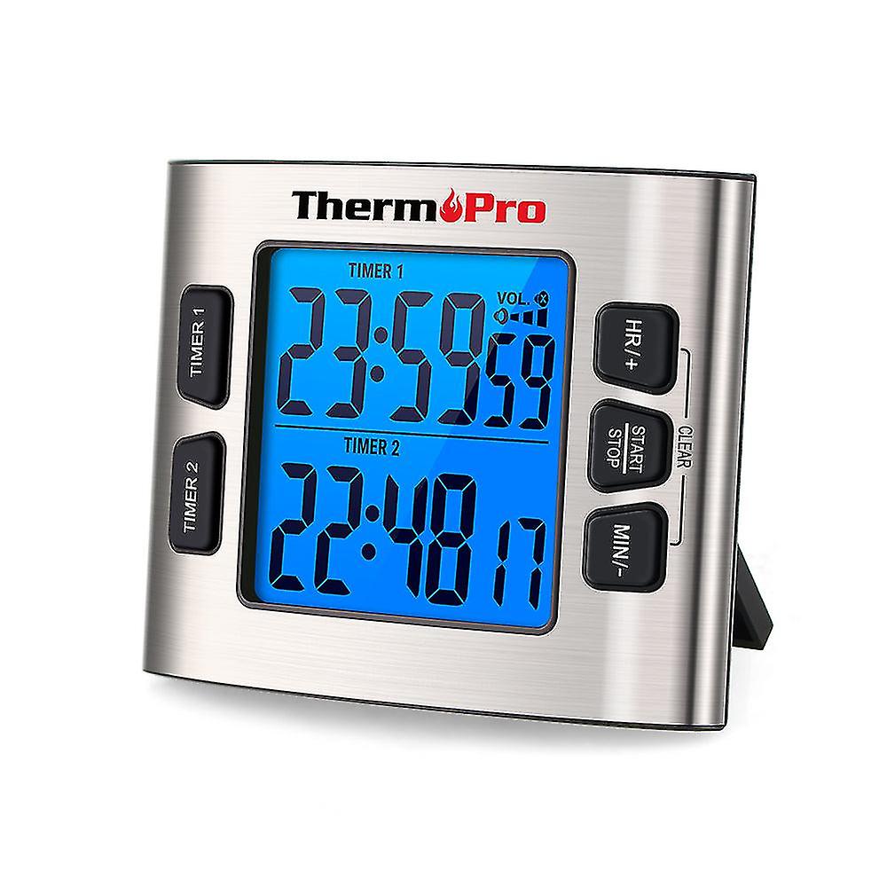 Thermopro Tm02 Digital Timer Reminder Student Household Alarm  Clock Timer Backlight  Dual Cooking Countdown Kitchen Timer