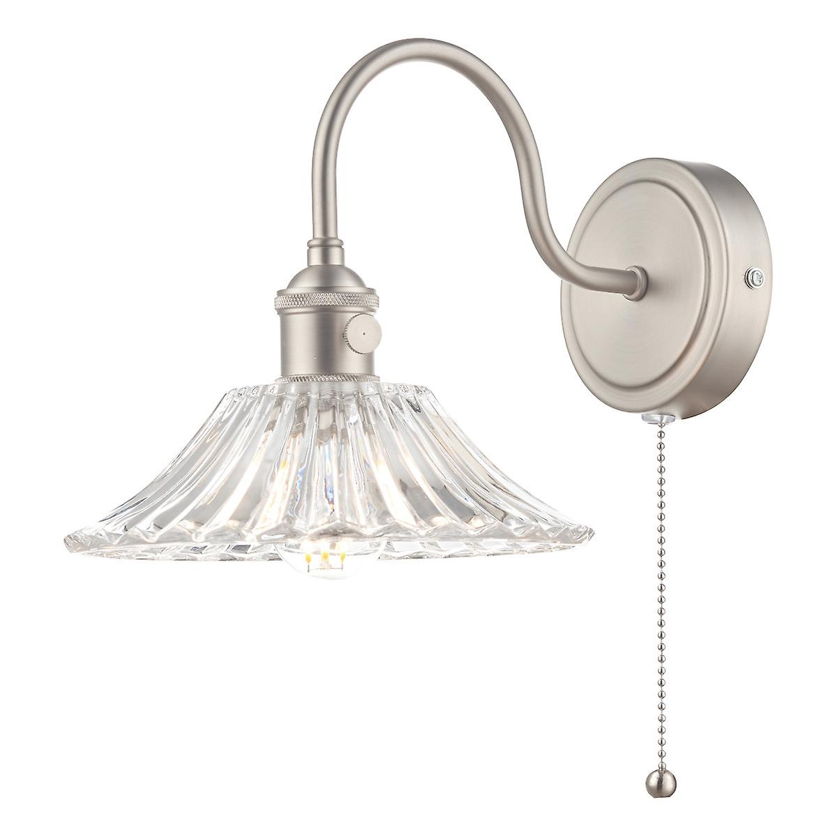 Hadano Wall Light Antique Chrome With Clear Flared Glass shade, 1x E14