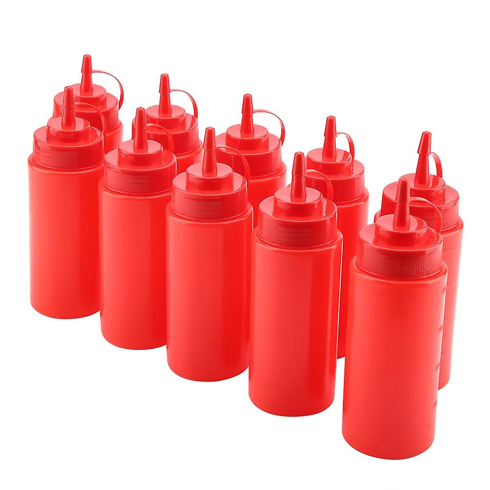 460ml Plastic Condiment Dispenser, Red, 7x20cm, 10pcs Set