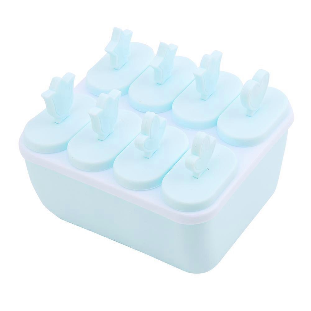 8 Grid Self Made Freezing Ice Cream Mold Pp Material Frozen Ice Popsicle Mold With DIY(Blue)