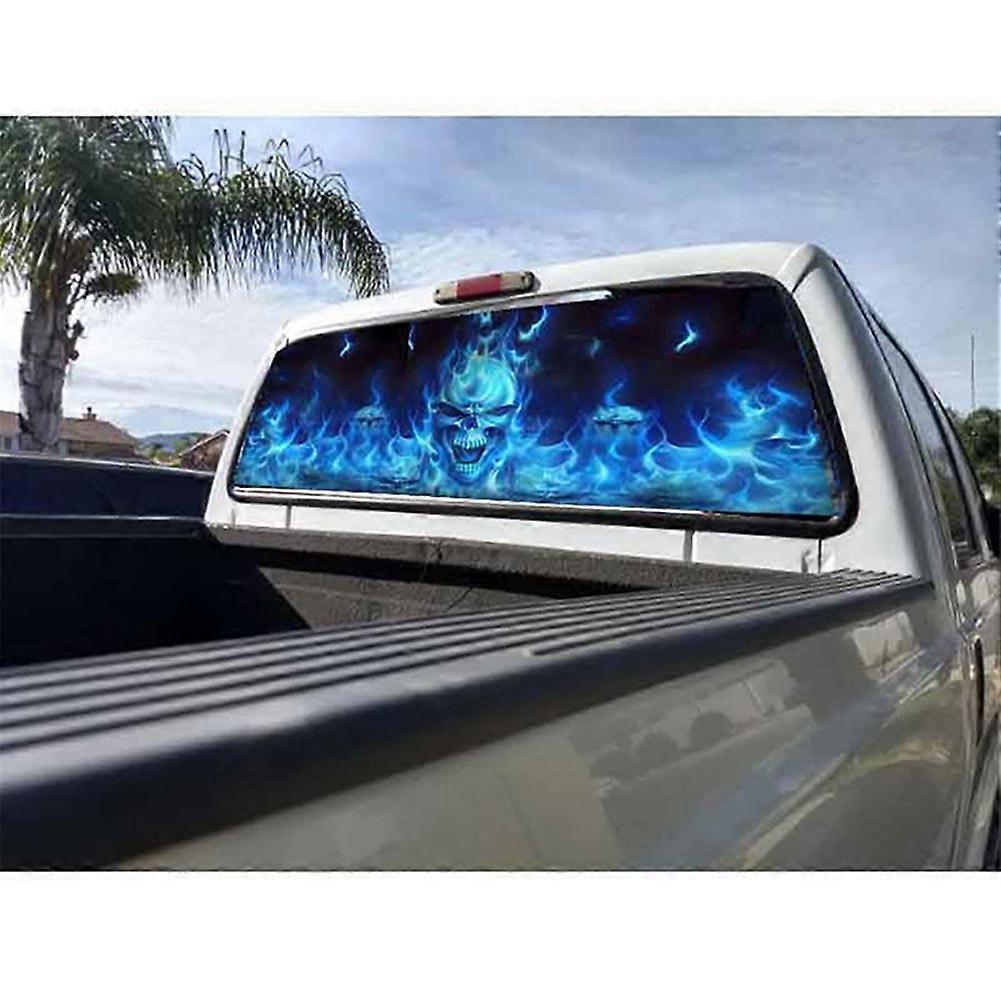 135x36cm Car Truck SUV Flaming Skeleton Rear Window Tint Graphic Sticker Decal E2U884