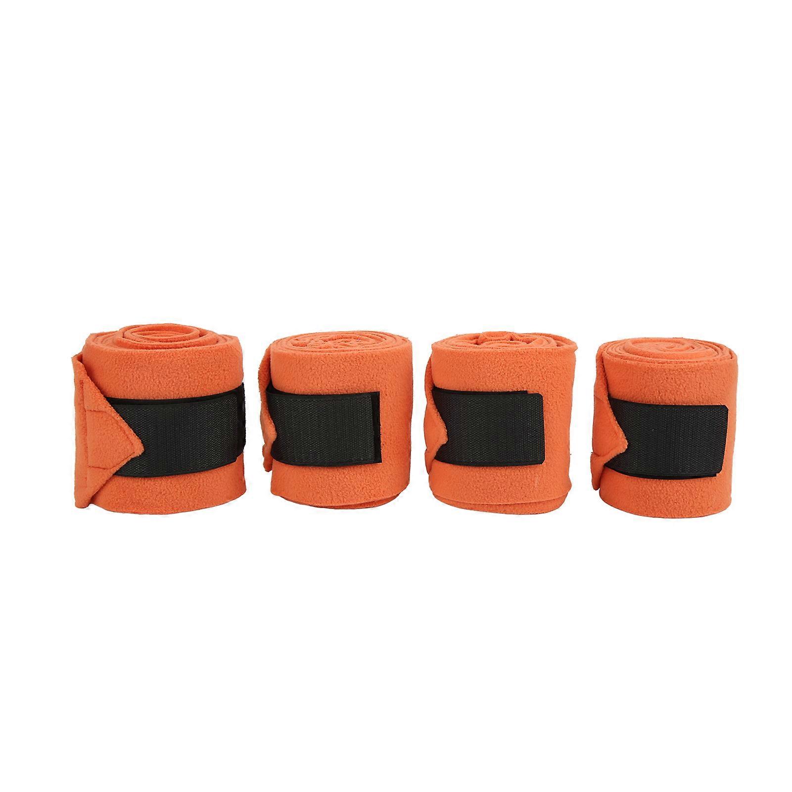 4pcs Cheval Jambe Wrap Auto-Adhésif Double Face Polaire Cheval Jambe Bandages pour L’entraînement ExerciceOrange