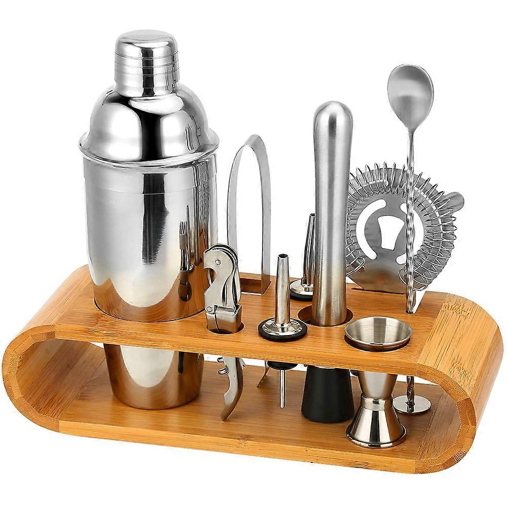 10-Piece Bar Tool Set with Bamboo Stand - Home Bartending Kit and Martini Cocktail Shaker Set For an Awesome Drink Mixing Experience