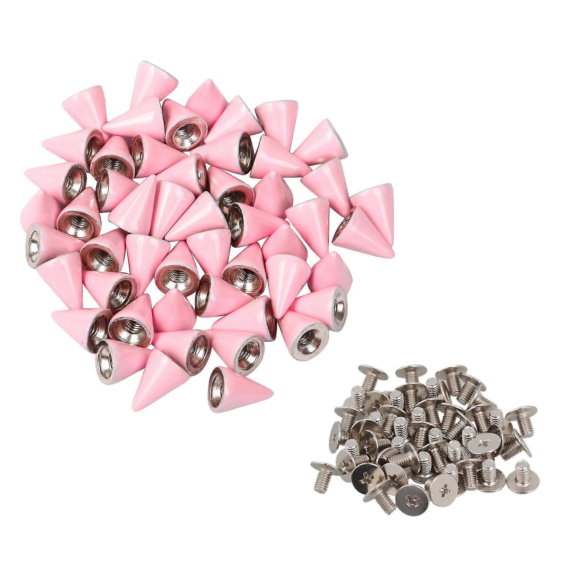 50pcs 7*10mm Pink Stud Punk Rock Tip Rivet Spikes