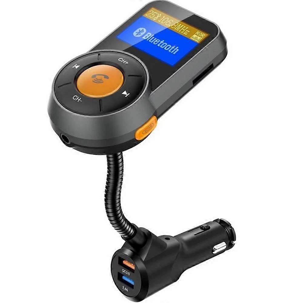 Bluetooth FM Transmitter for Car, 1.44'' Car FM Transmitter QC 3.0 Fast Charge C