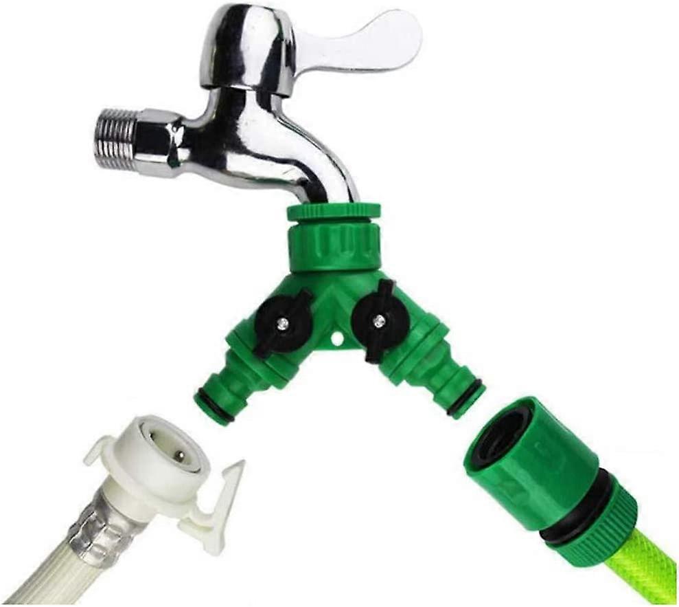 Garden Hose Splitter 2 Way Splitter Adapter For Y-Splitter Faucet With Y Splitter 1/2 And 3/4 Inch Hose Connector 2Pcs