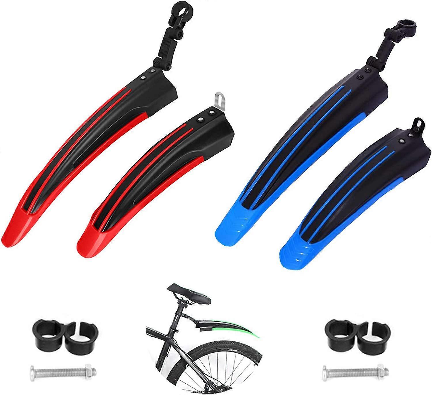 Bicycle Fender Front/Rear w/Accessory Screws (Red & Blue) 4pcs
