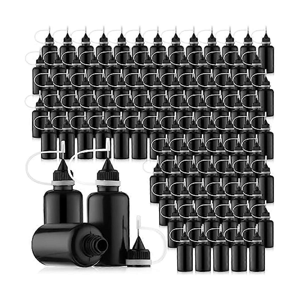 100Pcs 30 Ml/1 Oz Black Needle Tip Glue Bottle Needles Precision Tip Applicator Bottle for Alcohol