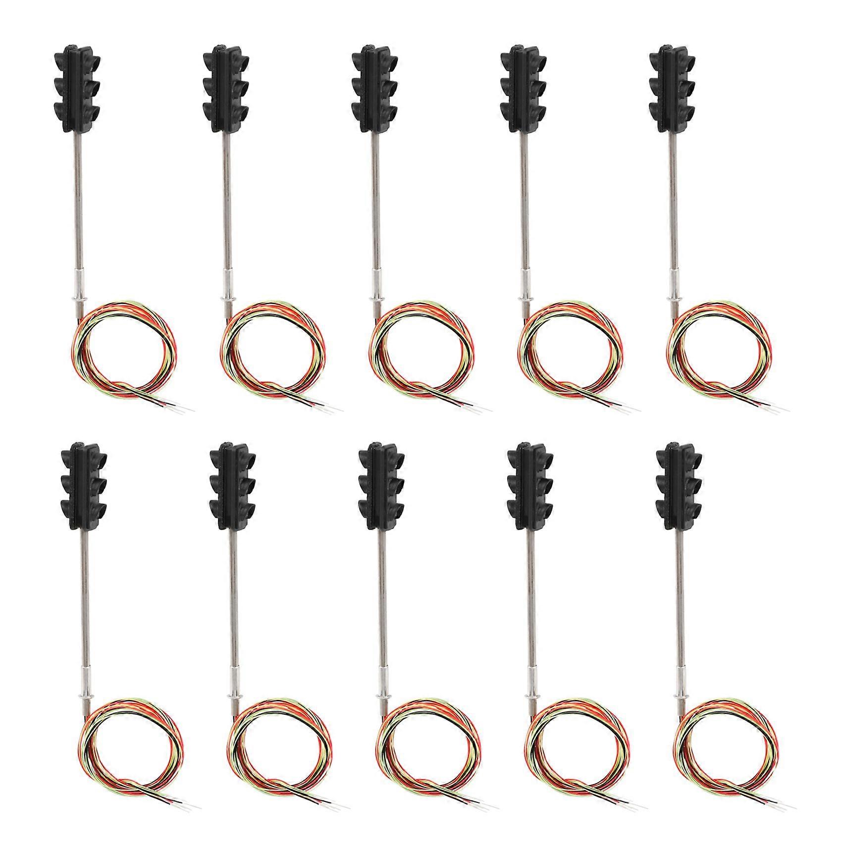 10X 3 Color Traffic Light Signals Ho Oo Scale Model 6LED for DIY Sand Table Crossing Street Construction Railway