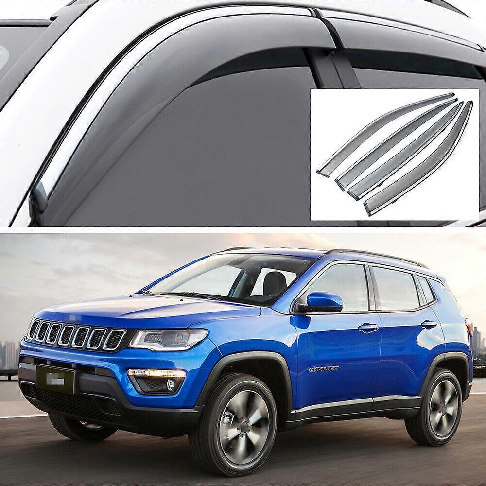 4Pcs Car Window Visor Vent Shade Deflector Sun/Rain for Jeep Compass 2018-2020