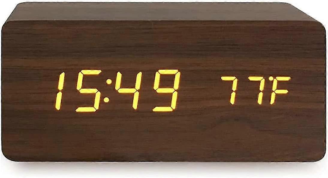Digital Alarm Clock, With Wooden Electronic Time Display