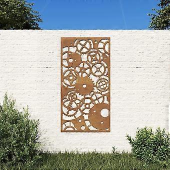 Gartenwanddekoration 105x55 cm Cortenstahl Zahnrad Design