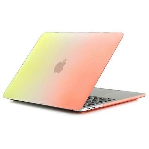 Laptop Rainbow Pattern PC Protective Case for MacBook Pro 15.4 inch A1990 (2018) (Yellow+Orange)
