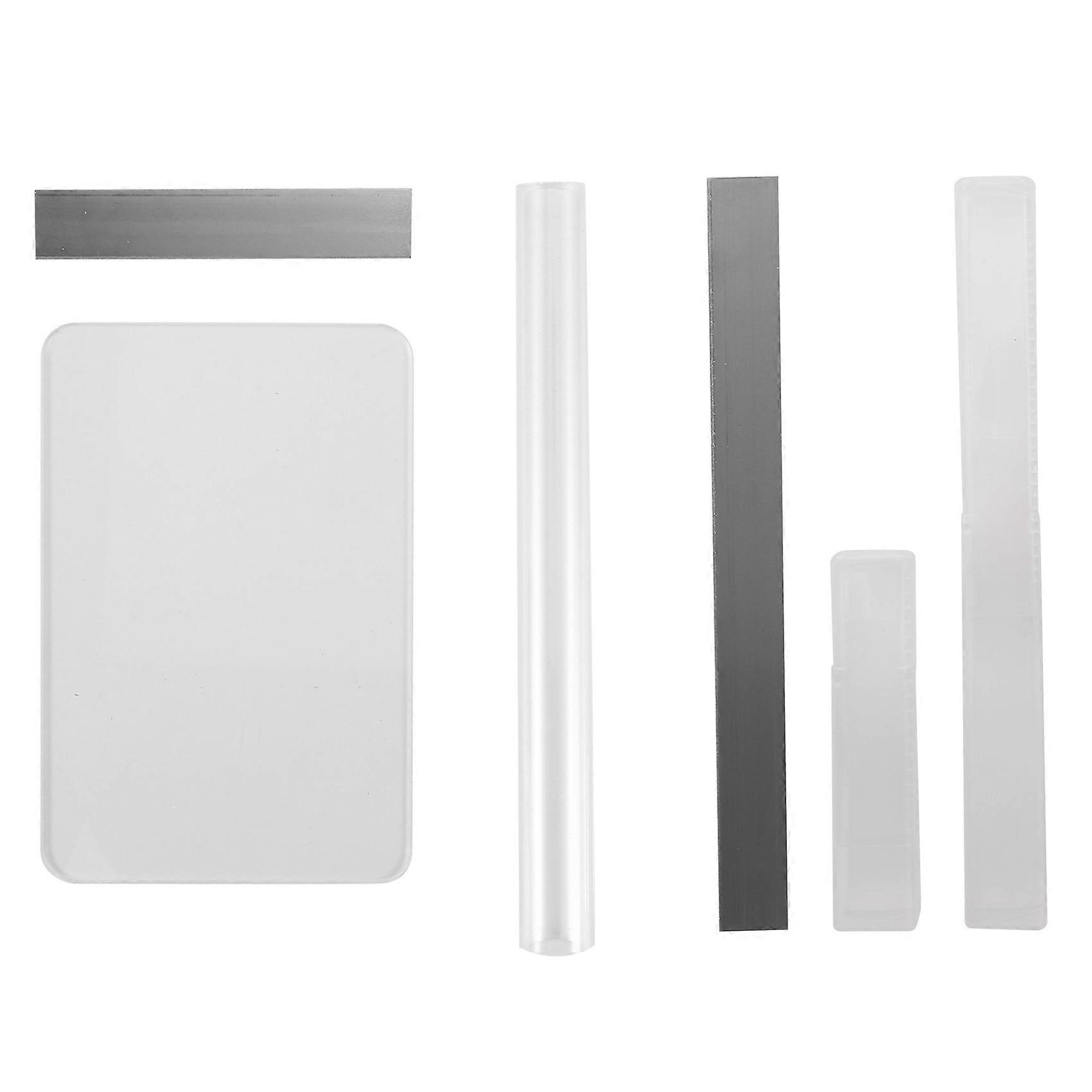 6 Pcs Acrylic Solid Clay Roller Clear Acrylic Sheet Rectangle Shape Backing Board Flexible Polymer Clay Cutters Carbon