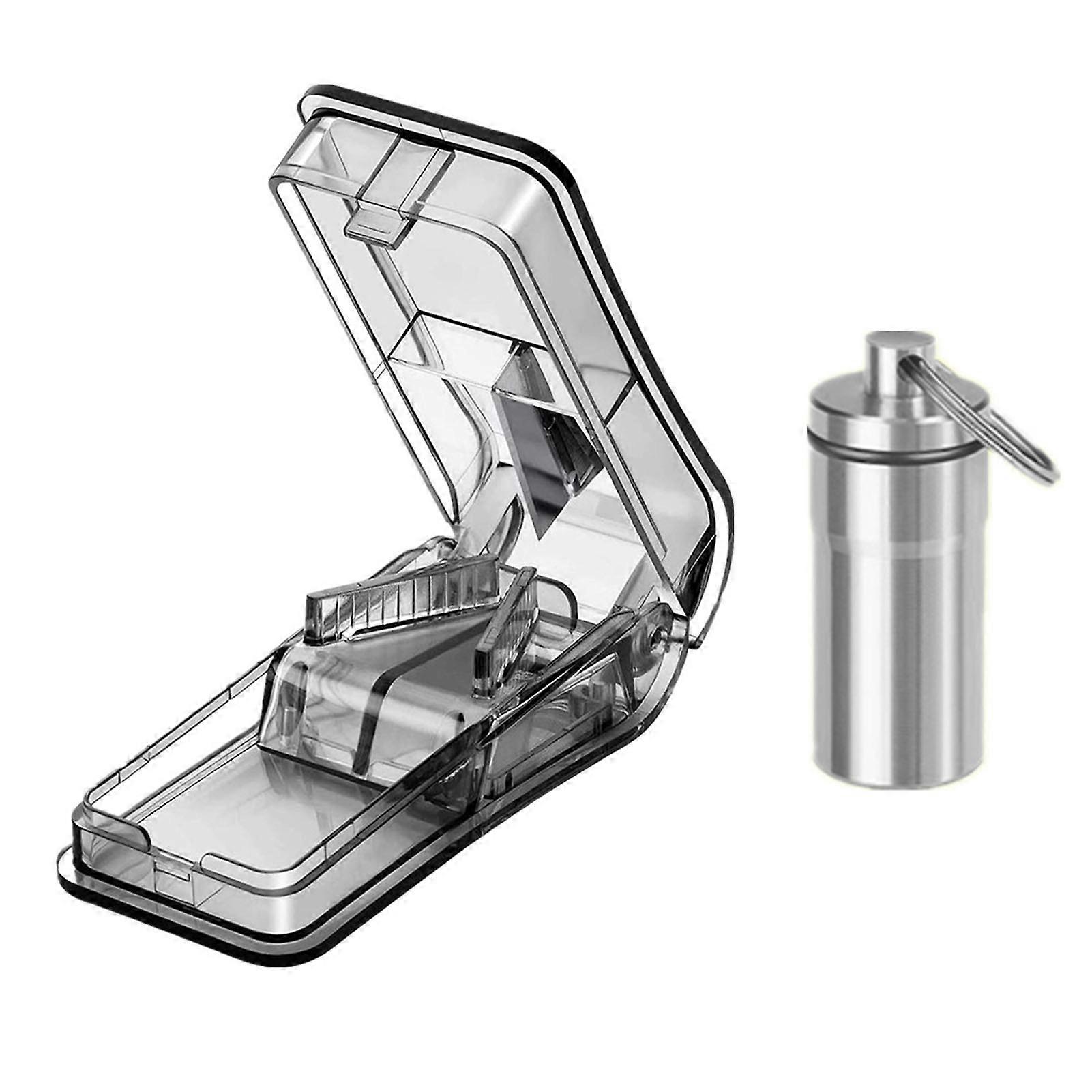 2-in-1 Medicine Storage Case with Cutter Multipurpose Lightweight Small Medicine Case for Journey