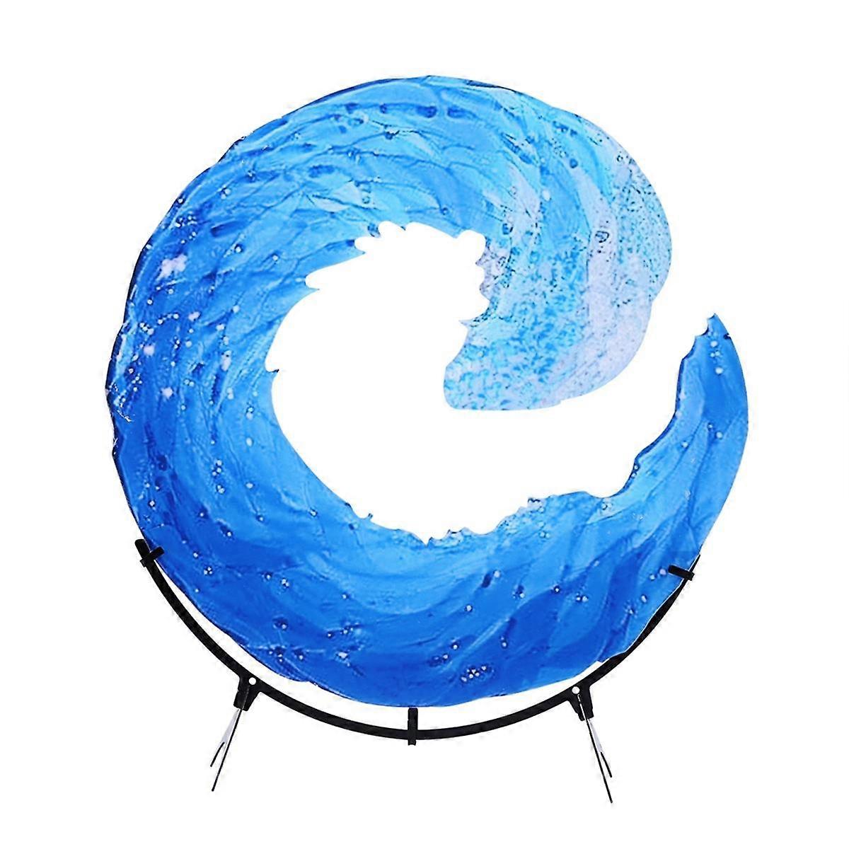 الاكريليك موجة النحت موجة سطح المكتب أزرق زهرة تمثال غرفة نوم المنزل هدية الحلي الديكور 30 ×