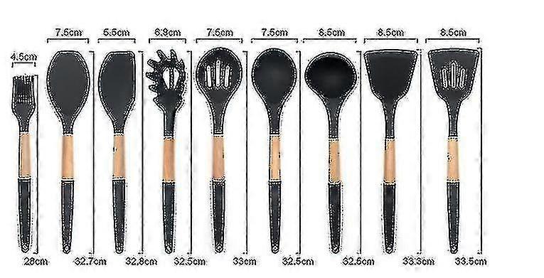 Kitchenware Silicone Kitchenware 9 Piece Set Non Slip Handle Kitchen Tool