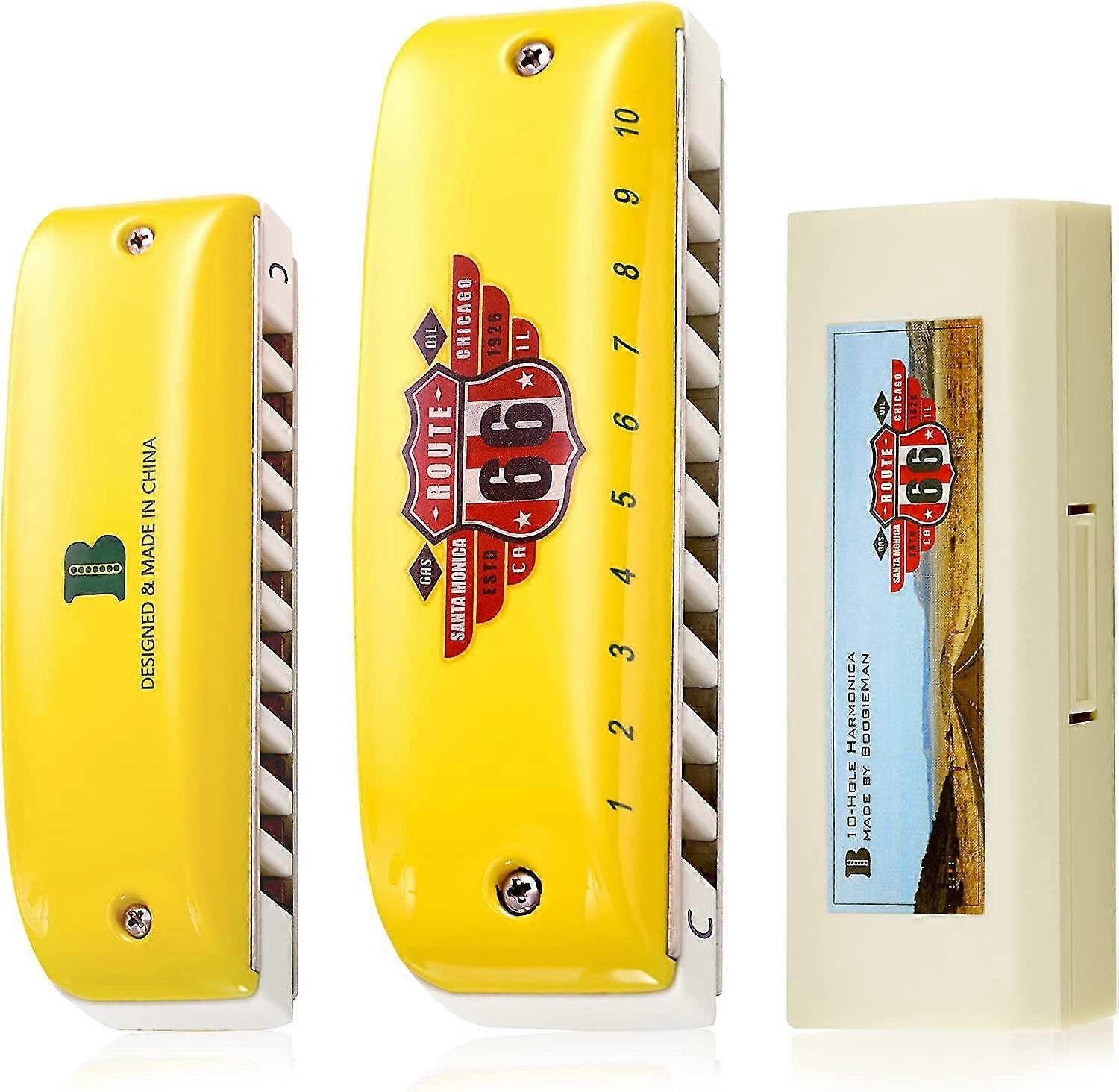 Ceramic Harmonica, 10 Hole Blues Harp Diatonic Harmonica Key Of G With Yellow Case For Beginners, Amateurs And Professionals As Gift