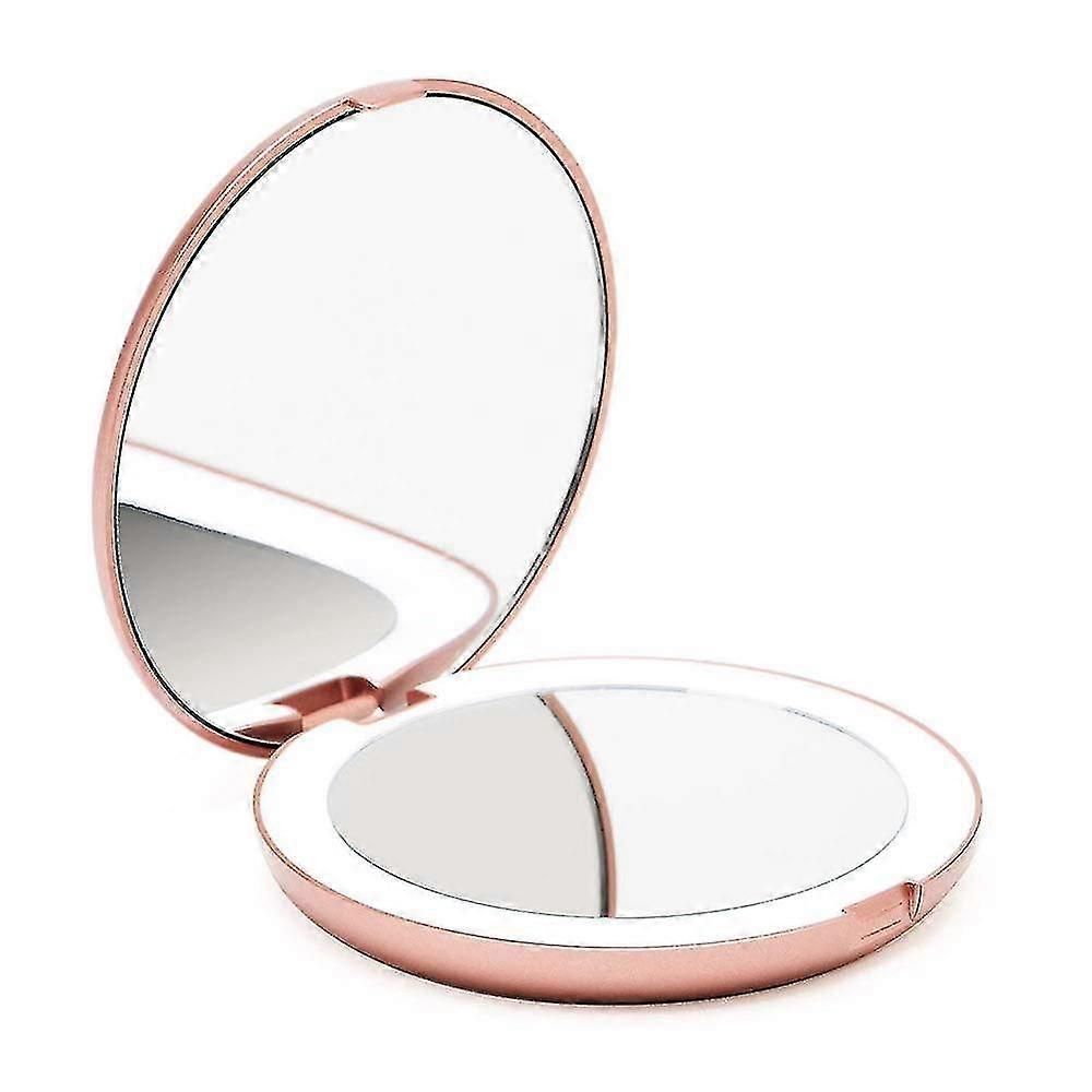 Pocket Illuminated Mirror, 1x / 10x Magnifying - Led Handheld Makeup Mirror With Natural