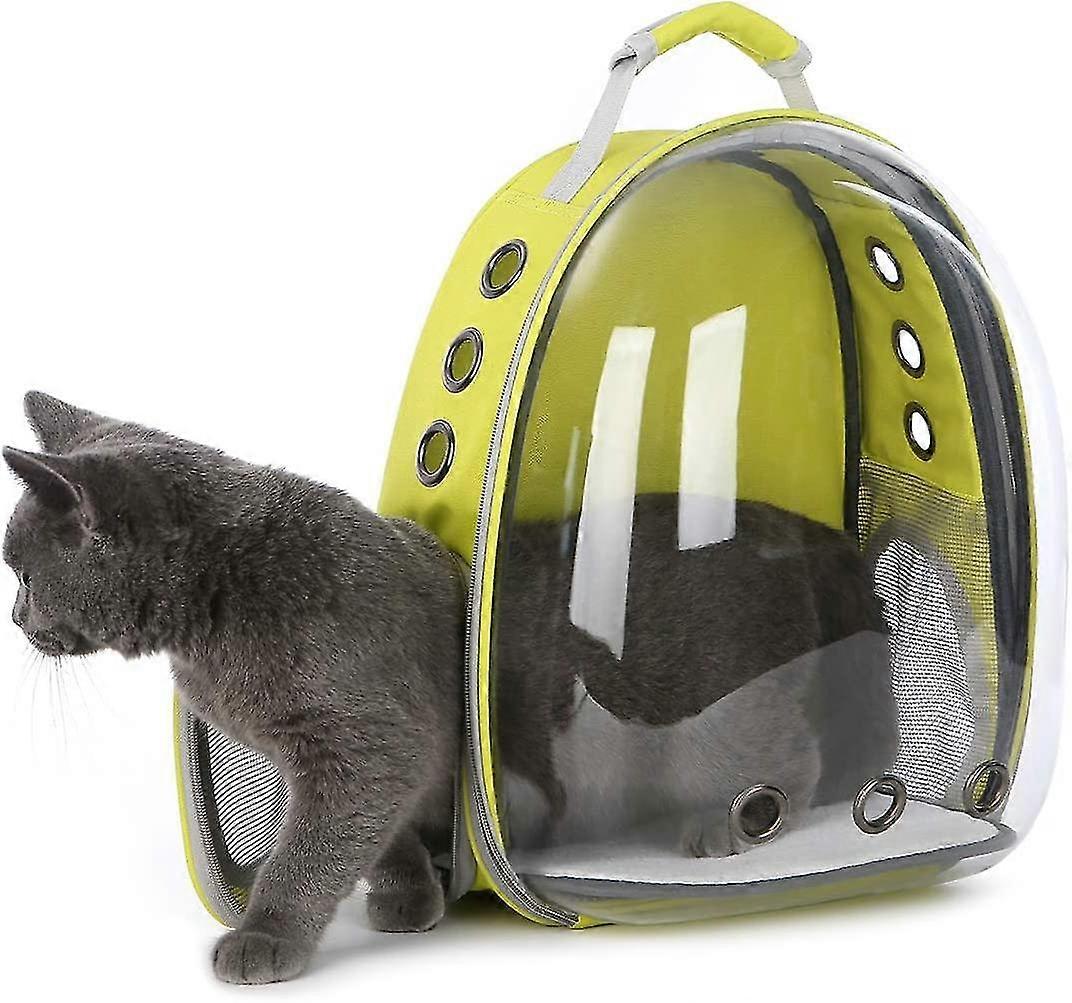 Sac à dos pour chat: sacs de transport de lapin Petit chien Porte-animaux de compagnie Capsule à bulles transparente Portabl Jaune