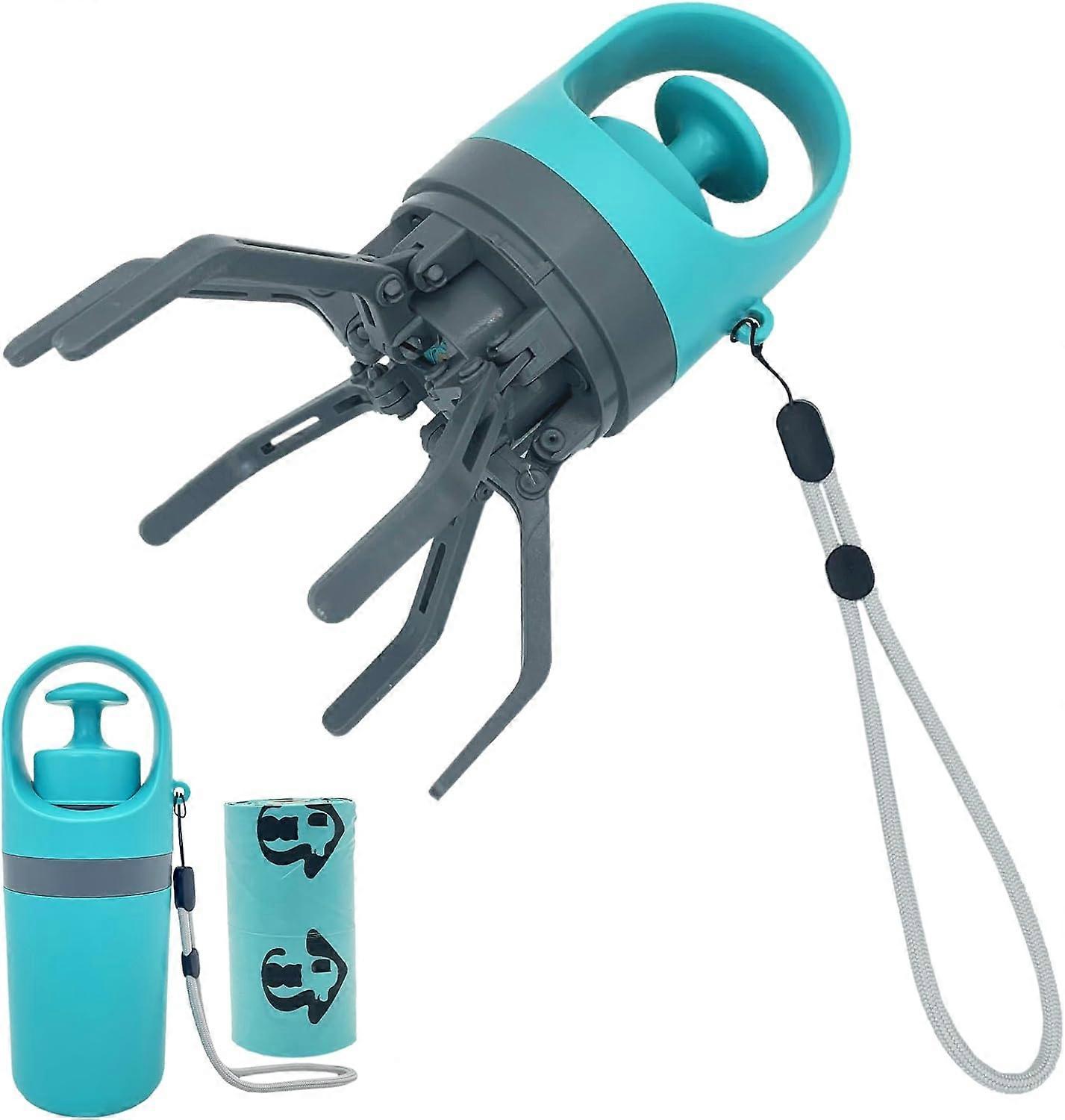 Portable Dog Poop Scooper, No-Touch Handheld Doggy Poop Scooper Sanitary Puppy Waste Picker with Bag Dispenser Convenient Lightweight Six Claws Poop