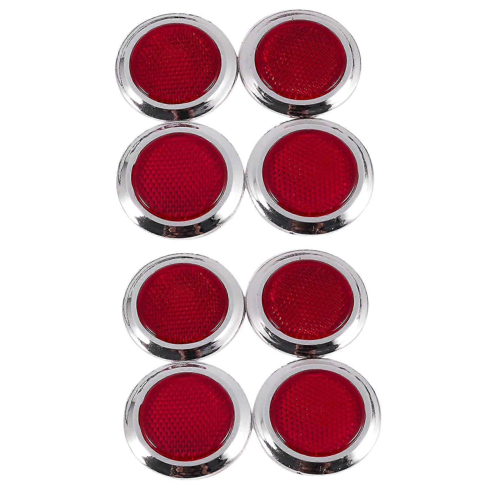 8 Pcs Auto Car Plastic Round Reflective Reflector Sticker Red