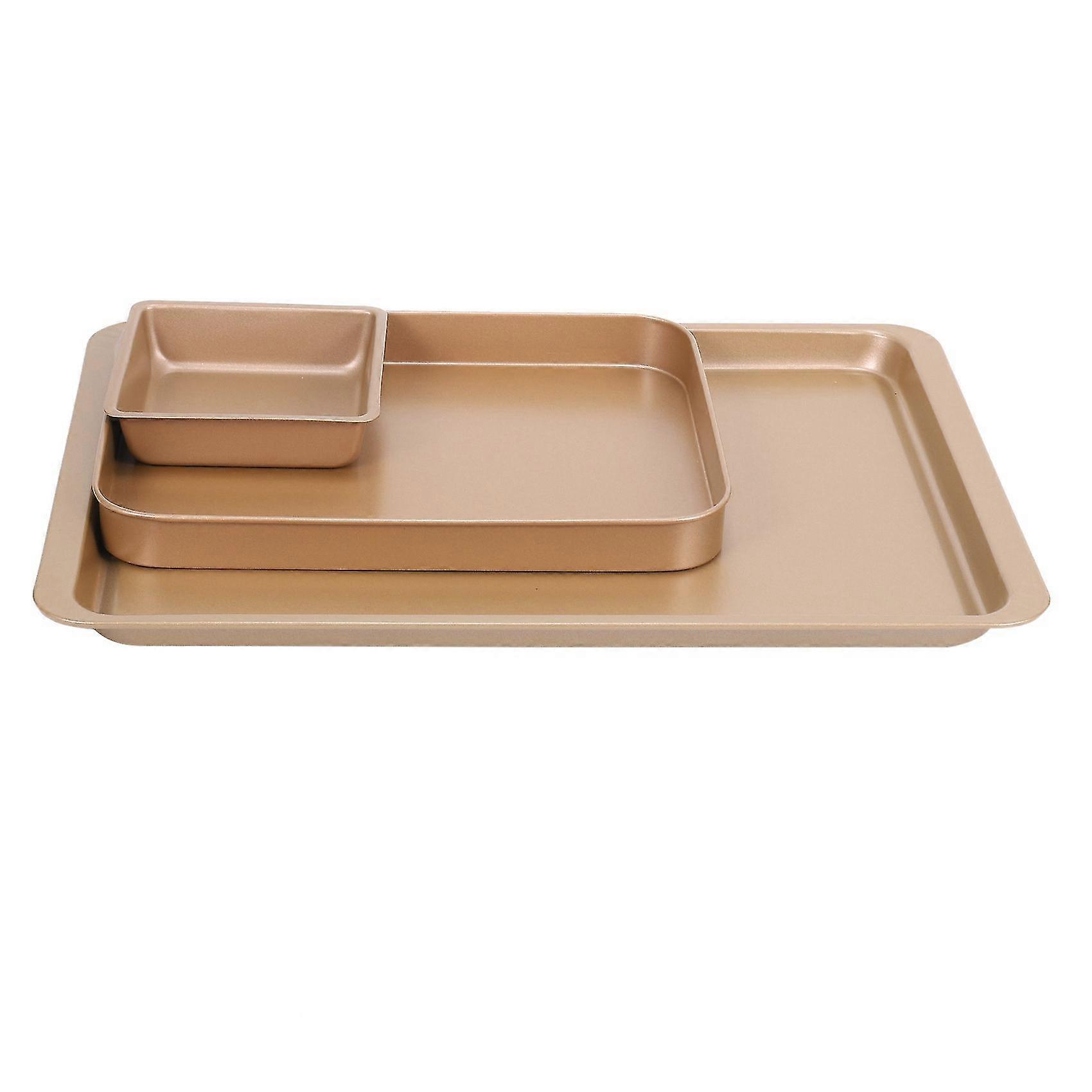 Baking Tray Set, Nonstick Cookie Pan Set Professional Baking Sheet, Bakeware Rectangular Cake Pan F
