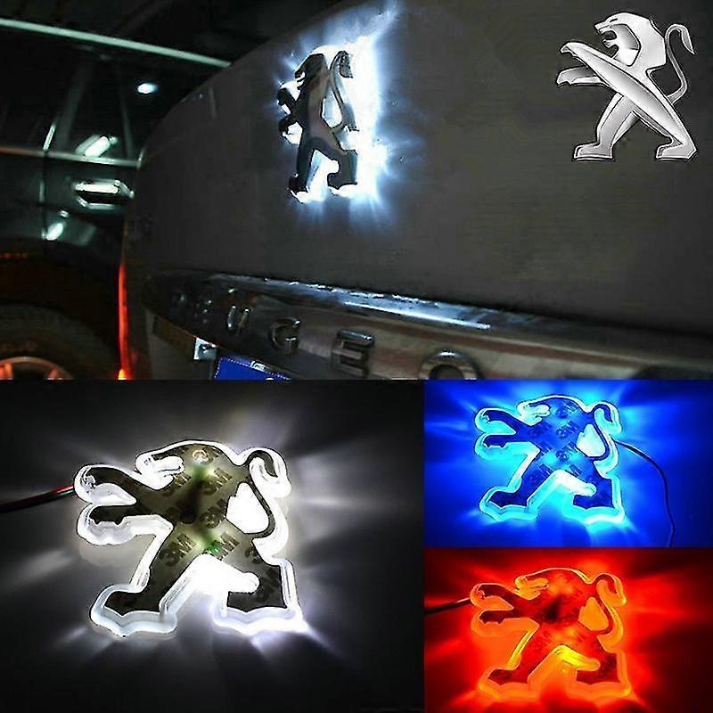 1 pz 2d Led Auto Coda Logo Luce Badge Emblema Retroilluminazione Per Peugeot 206 207 307 308 406 408 508 G 7.97cmby7.52cm