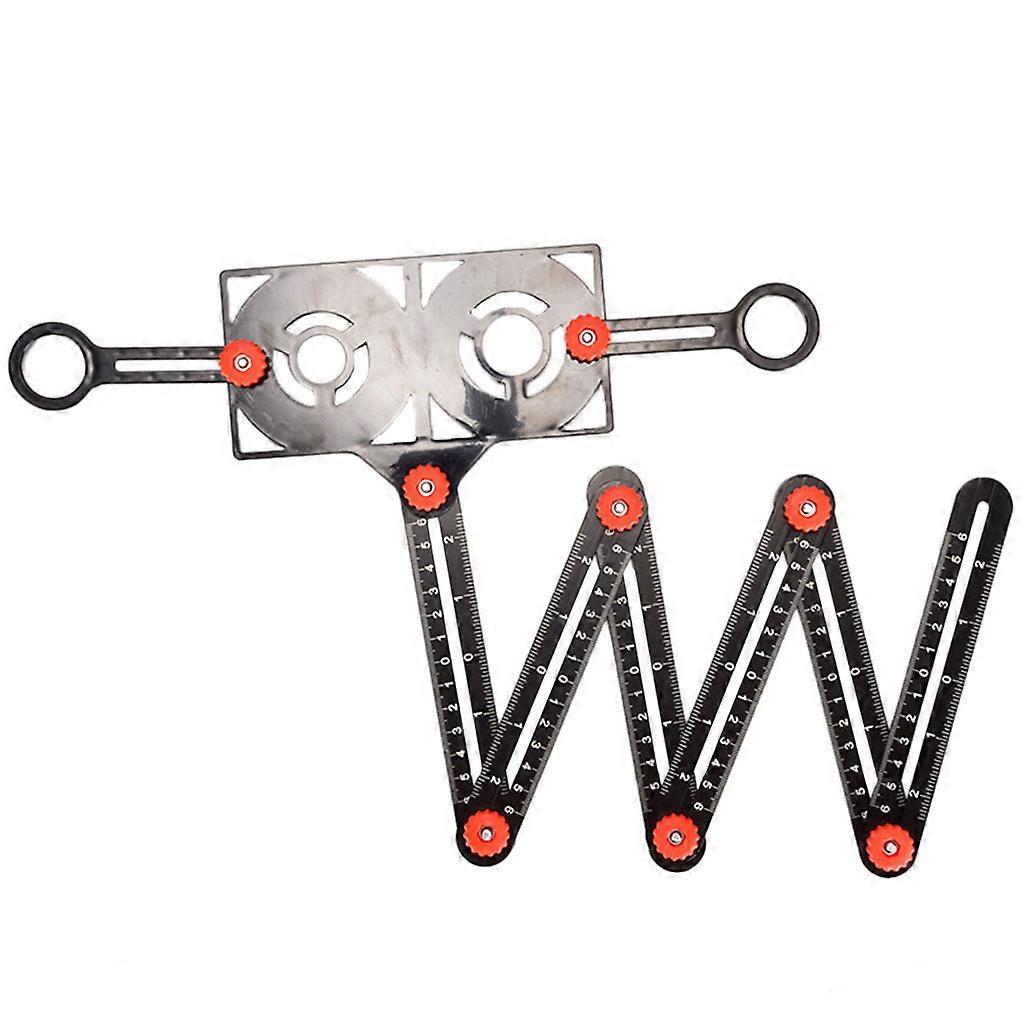 Multi Angle Ruler with Drilling Locator Template Tool for Tilers Measuring 6 fold