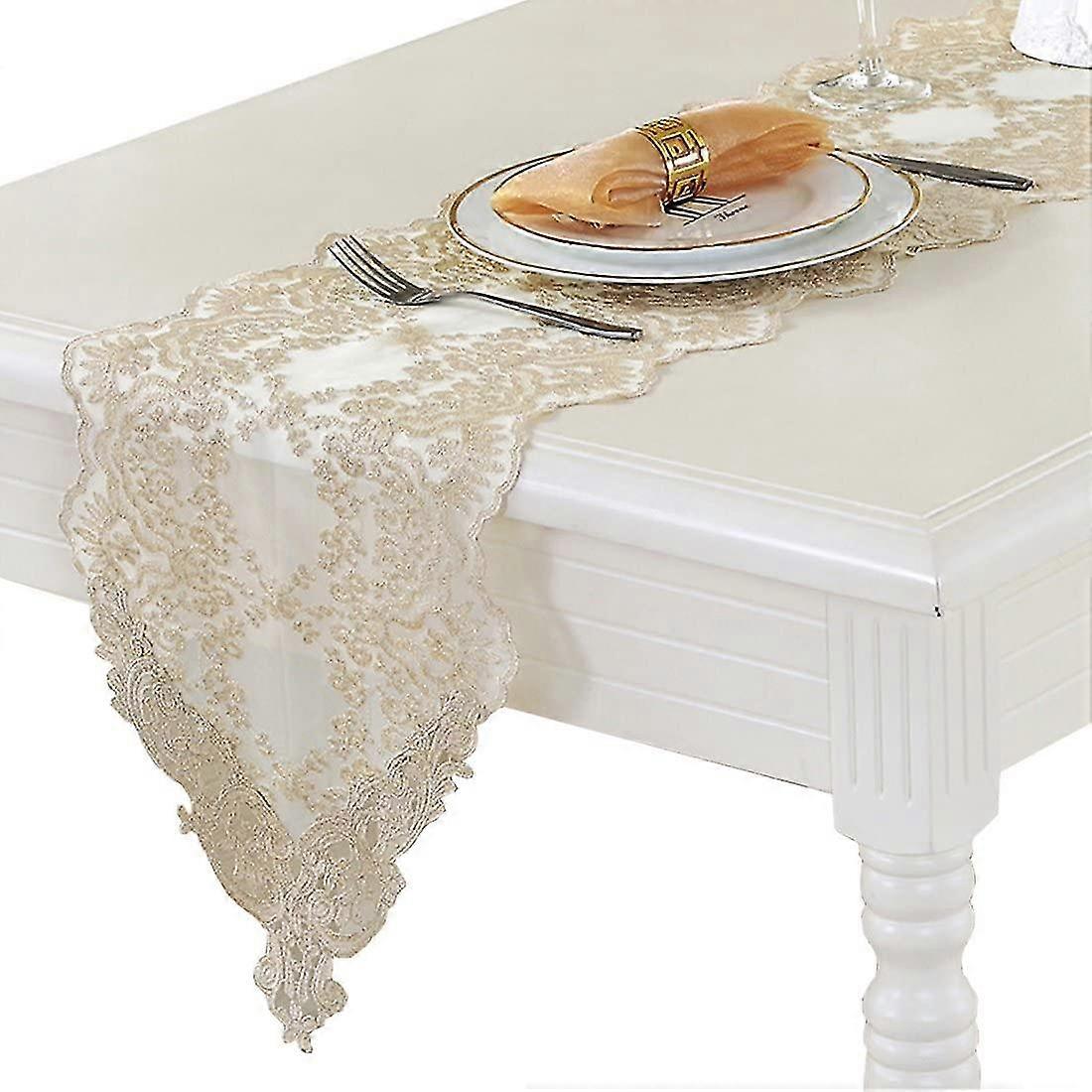 الذهب رومانسية النمط الأوروبي قسط سهلة العناية الدانتيل التطريز الجدول عداء للزينة الجدول (30 × 70 سم)