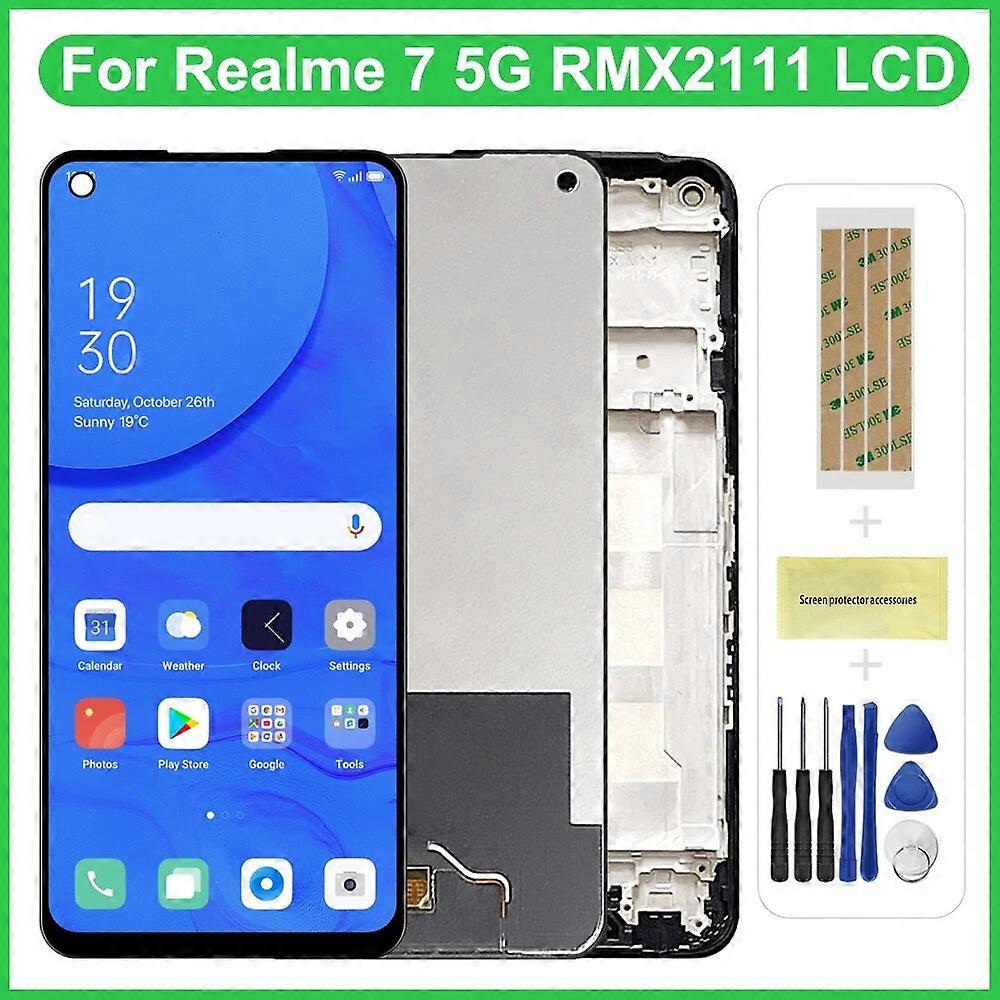 6.5'' Black For Oppo Realme 7 5G Global RMX2111 LCD Display Touch Screen Digitizer Assembly Replacement